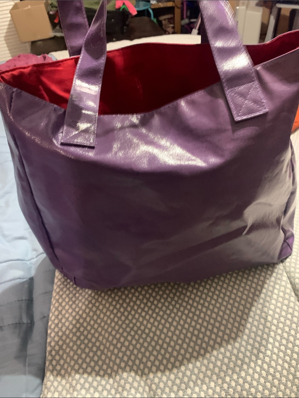 Marc Jacobs Purple Tote with Pink Logo and Multicolor Charm - Picture 4 of 5